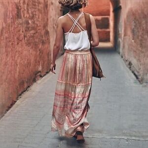 Anthropologie Bl-nk Shimmer Maxi Skirt Med